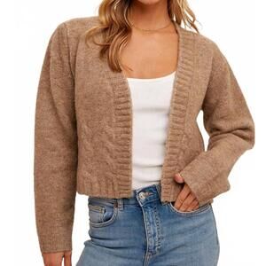 NEW HEM & THREAD jessica puff sleeve cardigan in cafe latte